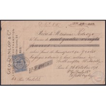 E6420 FRANCE ENGLAND ILLUSTRATED INVOICE WITH REVENUE STAMPS.