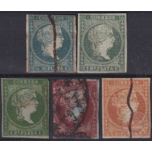 1855-227 CUBA SPAIN ANTILLAS PUERTO RICO 1855 FIRTS SET 1/2r - 2r.