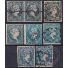 1855-228 CUBA SPAIN ANTILLAS PUERTO RICO 1855-57 "CORRFOS" DIFERENTES COLORES