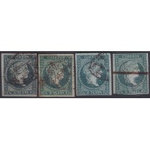 1855-225 CUBA SPAIN ANTILLAS PUERTO RICO 1855 Ed.1 "CORRFOS" DIFERENTES COLORES.