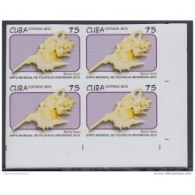 2012.116 CUBA MNH 2012 IMPERFORATED PROOF BLOCK 4. EXPO FILATELICA INDONESIA. PHILATELIC EXPO. SNAIL. CARACOLES