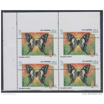 2012.126 CUBA MNH 2012 PERFORATED ERROR BLOCK 4. MARIPOSAS. BUTTERFLIES.
