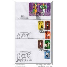 2010-FDC-1 CUBA FDC 2010 COMPLETE SET DANCING BAILES POPULARES. DANZON, CHACHACHA, RUMBA, SALSA, MAMBO
