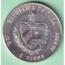 1987-MN-119 CUBA 1987 5$ UNC AG SILVER 999 12g CHURCH CATEDRAL DE TRINIDAD.