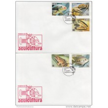 2001-FDC-14 CUBA 2001 FDC  ACUICULTURA.  ANIMALES ACUATICOS. FISH. FROG