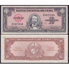 1960-BK-280 CUBA 10$ 1960 UNC CARLOS MANUEL DE CESPEDES BANCO NACIONAL.