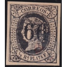 1866-162 CUBA SPAIN ANTILLES 1866 ISABEL II 1/4 r. "66" CORREO INTERIOR FORGERY.