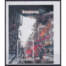 2006.711 CUBA MNH 2006 IMPERFORATED UNCUT PROOF BOMBEROS FIREFIGHTING CAR