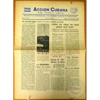 BP-326 CUBA ESPAÑA ANTICOMMUNIST NEWSPAPER ACCION CUBANA ESPAÑA PRINTING 15/DIC/1960.
