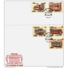 2004-FDC-19 CUBA 2004 FDC. LOS TRANVIAS EN CUBA, FERROCARRILES, TRENES. THE TRAMS IN CUBA, RAILWAYS, RAILWAY,TRAINS.