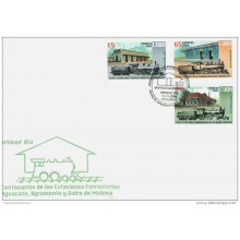 2004-FDC-22 CUBA 2004 FDC. ESTACIONES FERROVIARIAS, TRENES, FERROCARRILES. RAILWAY STATION, TRAINS, RAILROADS.