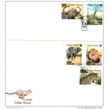 2005-FDC-25 CUBA 2005 FDC.ELEFANTES, LEONES, LEOPARDOS, JIRAFAS, BUFALOS, ANIMALES. ZOO, ELEPHANTS, LIONS, LEOPARDS ETC.