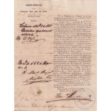 BE752 CUBA SPAIN 1866 SIGNED CAPTAIN GENERAL FRANCISCO LERSUNDI DISMISSALL DOC.