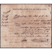 E6485 CUBA SPAIN 1851 DEPOSITO JUDICIAL DE ESCLAVOS SLAVE SLAVERY.
