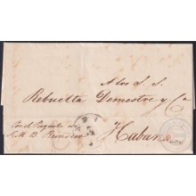 PREFI-782 CUBA ANTILLAS SPAIN 1840 STAMPLESS “YNDIAS. EMPRESA” MEXICO TO HABANA.