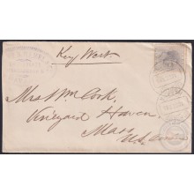 1884-H-61 CUBA SPAIN 1885 COVER “SHIP AGENT” SHIP HAVANA TO US.