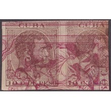 1884-272 CUBA SPAIN ALFONSO XII 1884 10c IMPERFORATED PROOF DOUBLE ENGRAVING.