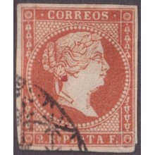 1857-353 CUBA ANTILLAS PUERTO RICO SPAIN 1857 2r MANCHA DEBAJO DE LA CABEZA.