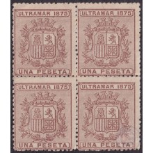 1875-113 CUBA ANTILLAS 1875 REPUBLICA 1pta BLOCK 4 SIN GOMA.