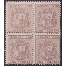 1875-111 CUBA ANTILLAS 1875 REPUBLICA 1pta BLOCK 4 SIN GOMA.