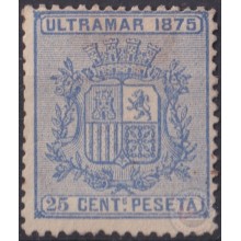 1875-110 CUBA ANTILLAS 1875 REPUBLICA 25c SIN GOMA.