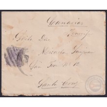 1884-H-65 CUBA SPAIN 1884 2 1/2c VIOLET ALFONSO XII FANCY CANCEL COVER TO SANTA CRUZ TENERIFE CANARIAS.