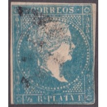 1857-352 CUBA ANTILLAS PUERTO RICO SPAIN 1857 1/2 R "CORRCOS" x "CORREOS".