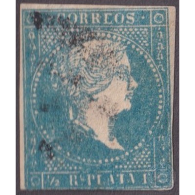 1857-352 CUBA ANTILLAS PUERTO RICO SPAIN 1857 1/2 R "CORRCOS" x "CORREOS".