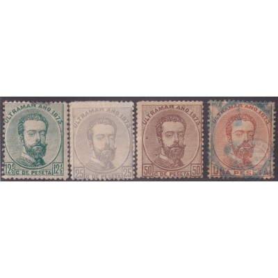1873-91 CUBA ANTILLAS PUERTO RICO SPAIN AMADEO I 1873 12c-1pta COMPLETE SET.
