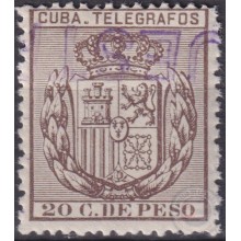 1890-108 CUBA SPAIN ESPAÑA 1890 20c TELEGRAPH TELEGRAFOS MUESTRA PROOF.