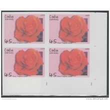 2007.137 CUBA 2007 MNH IMPERFORATED PROOF BLOCK 4. FLOWER. FLORES. ROSAS.