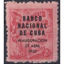 1950-245 CUBA REPUBLICA MH 1950 TOBACCO TABACO BANCO NACIONAL SURCHARGE.