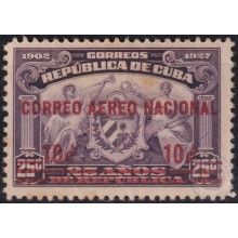 1930-94 CUBA REPUBLICA 1930 AIR MAIL SURCHARGE CORREO AEREO NACIONAL ORIGINAL GUM.