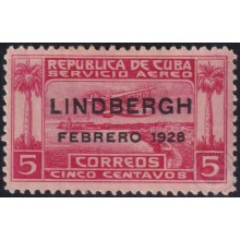 1928-157 CUBA REPUBLICA MH 1928 AIR MAIL SURCHARGE CHARLES LINDBERGH.