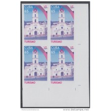 2010.135 CUBA 2010 MNH IMPERFORATED PROOF BLOCK 4. TURISMO. PLAYA. IGLESIA DECAMAGUEY. CHURCH. WITHOUT COLOR.