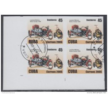 2006.139 CUBA 2006 USED IMPERFORATED PROOF BLOCK 4. CARROS DE BOMBEROS. FIREMAN CAR. SOLO SE CONOCE USADO. ONLY KNOWN US