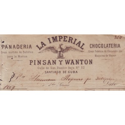 BD9237 CUBA ESPAÑA SPAIN 1869 INVOICE LA IMPERIAL BAKERY ESPAÑA