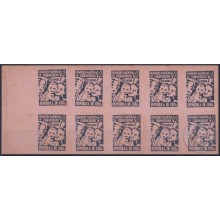 VI-529 CUBA CINDERELLA MEDICINE 1954 1c BLUE, WHITE PAPER TUBERCULOSIS IMPERFORATED SHEET.