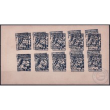 VI-530 CUBA CINDERELLA MEDICINE 1954 1c BLACK DOUBLE ENGRAVING ERROR WHITE PAPER TUBERCULOSIS IMPERFORATED SHEET.