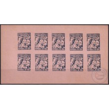 VI-531 CUBA CINDERELLA MEDICINE 1954 1c BLACK PINK PAPER TUBERCULOSIS IMPERFORATED SHEET.