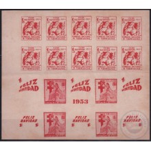 VI-534 CUBA CINDERELLA MEDICINE 1953 1c PROOF TUBERCULOSIS IMPERFORATED SHEET.