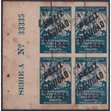 VI-537 CUBA CINDERELLA MEDICINE 1951 SURCHARGE 1c CONSEJO DE TUBERCULOSIS BLOCK 4.