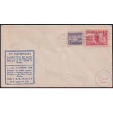 1951-FDC-203 CUBA REPUBLICA FDC 1951 CLARA LOUISE MAASS. BLUE CANCEL.
