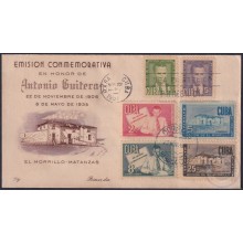 1951-FDC-205 CUBA REPUBLICA FDC 1951 ANTONIO GUITERAS. HAVANA BLUE CANCEL.