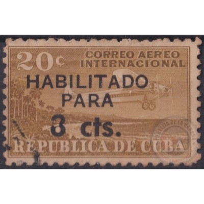 1961.202 CUBA 1961 “3c” ERROR x “8c” AVION AIRPLANE MORANE AVION USED.