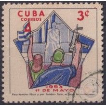 1963.110 CUBA 1963 ERROR DISPLACED BLUE COLOR. 1 DE MAYO. LABOR DAY. USED.