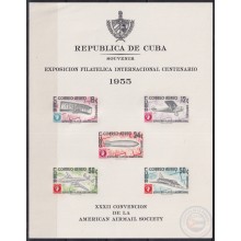 1955-337 CUBA REPUBLICA 1955 MNH HF CUPEX PHILATELIC EXPO ZEPPELIN AIRPLANE AVION.