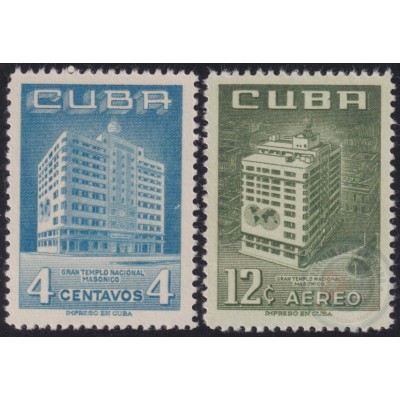 1956-439 CUBA REPUBLICA 1956 MNH INAUGURACION TEMPLO MASONICO NACIONAL MASONIC MASONRY.