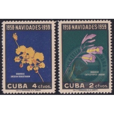 1958-461 CUBA REPUBLICA 1958 MNH CHRISTMAS NAVIDAD FLORES ORQUIDEAS ORCHILD FLOWER.