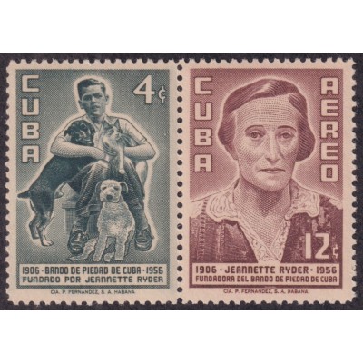1957-474 CUBA REPUBLICA 1957 MNH BANDO DE PIEDAD JEANNETTE RYDER DOG PERROS.
